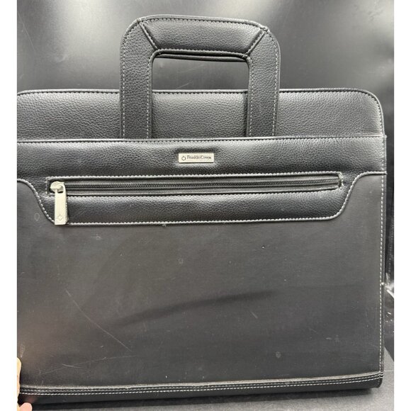 Franklin Covey Black Leather Day Planner Binder Organizer Handles Zipper - Picture 3 of 10
